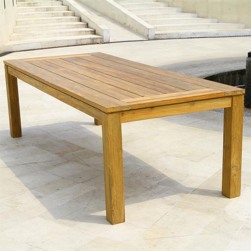 Dusun dining table 240 x 100 x 77 cm made of recycled teak - legs: 9x9cm, beam: 7cm, table top: 3cm