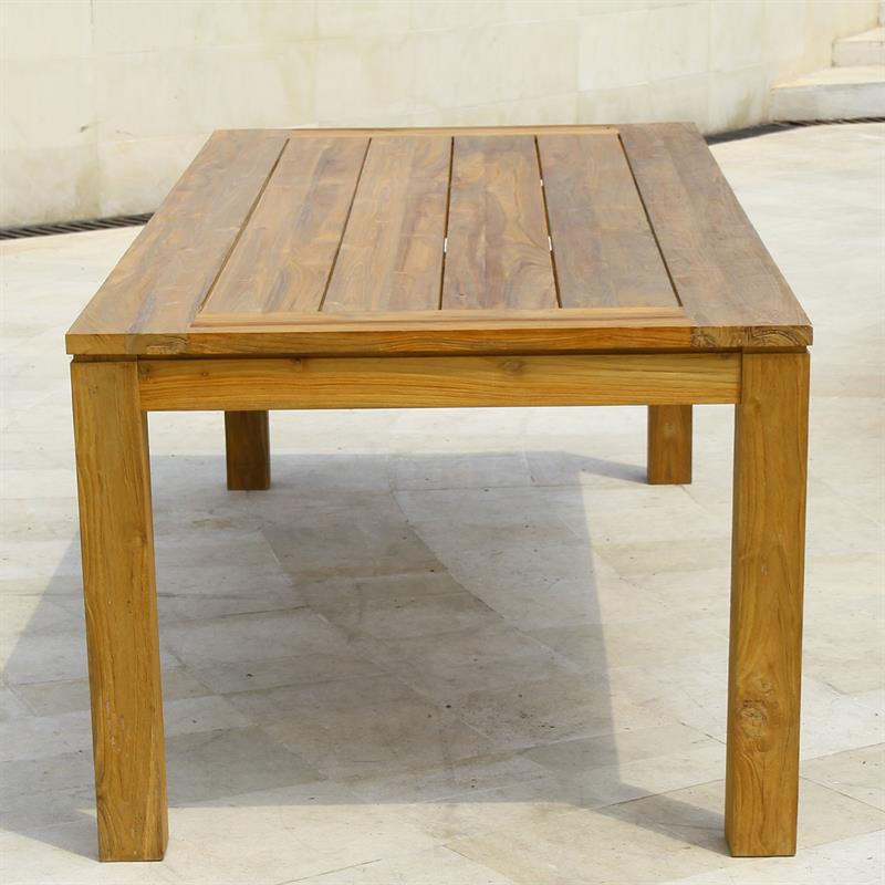 Dusun Esstisch 240 x 100 x 77 cm aus Recycle Teak - Beine: 9x9cm, Unterzug: 7cm, Tischplatte: 3cm