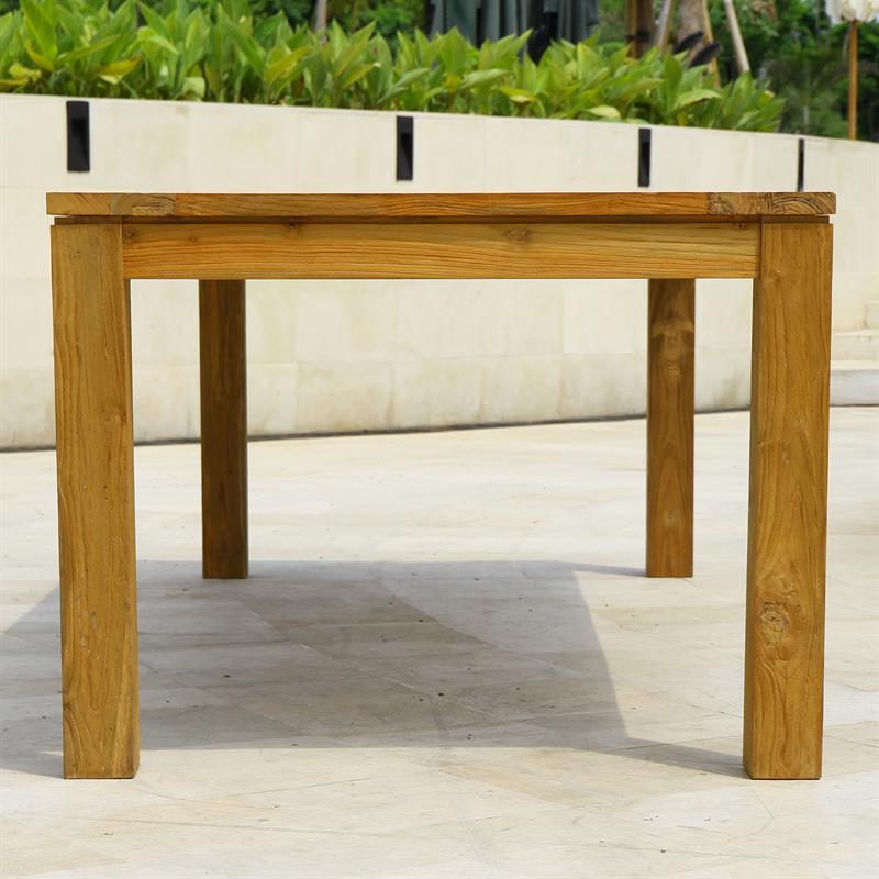 Dusun Esstisch 240 x 100 x 77 cm aus Recycle Teak - Beine: 9x9cm, Unterzug: 7cm, Tischplatte: 3cm