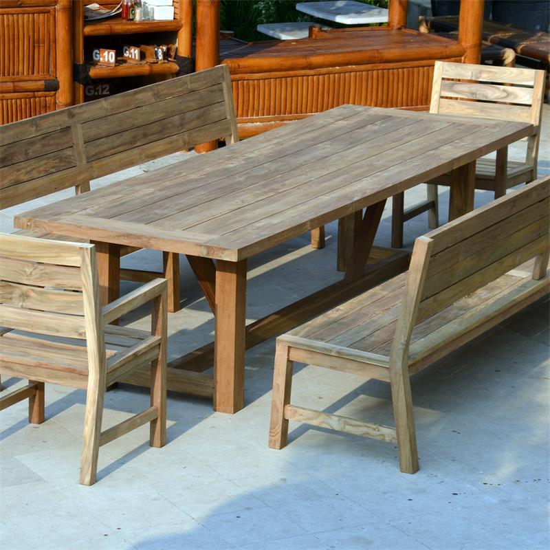 Vineyard dining table 300x100x75 cm made of recycled teak - legs: 9x9cm, frame: 8x5cm, plate: 5cm