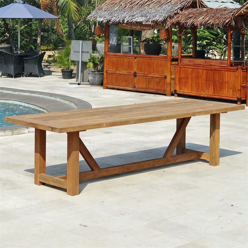 Vineyard dining table 300x100x75 cm made of recycled teak - legs: 9x9cm, frame: 8x5cm, plate: 5cm