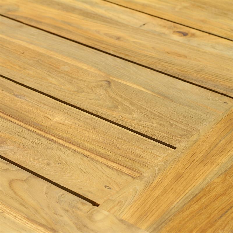 Dusun Esstisch 240 x 100 x 77 cm aus Recycle Teak - Beine: 9x9cm, Unterzug: 7cm, Tischplatte: 3cm