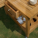 Teak serving trolley 100x65x75 cm matching the Elegance and Moselle tables