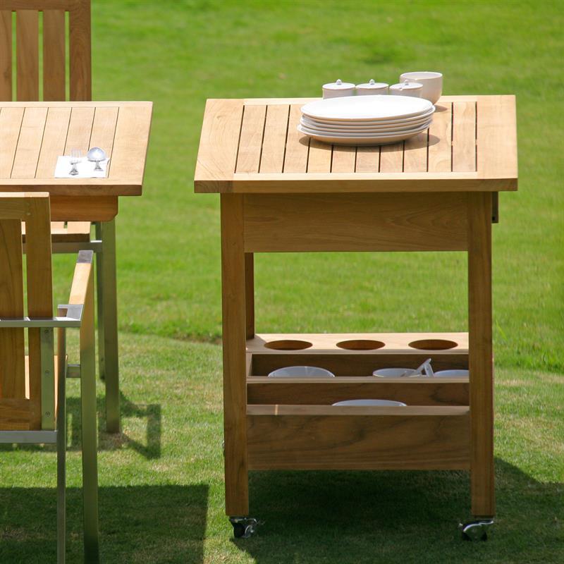 Teak serving trolley 100x65x75 cm matching the Elegance and Moselle tables