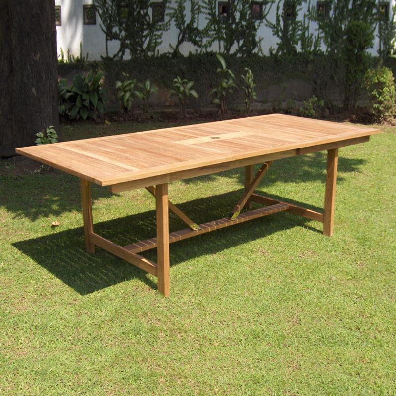 Table à rallonge Elégance 220/160 x 100 x 76,5 cm - Teck certifié GRADE A + garnitures en laiton