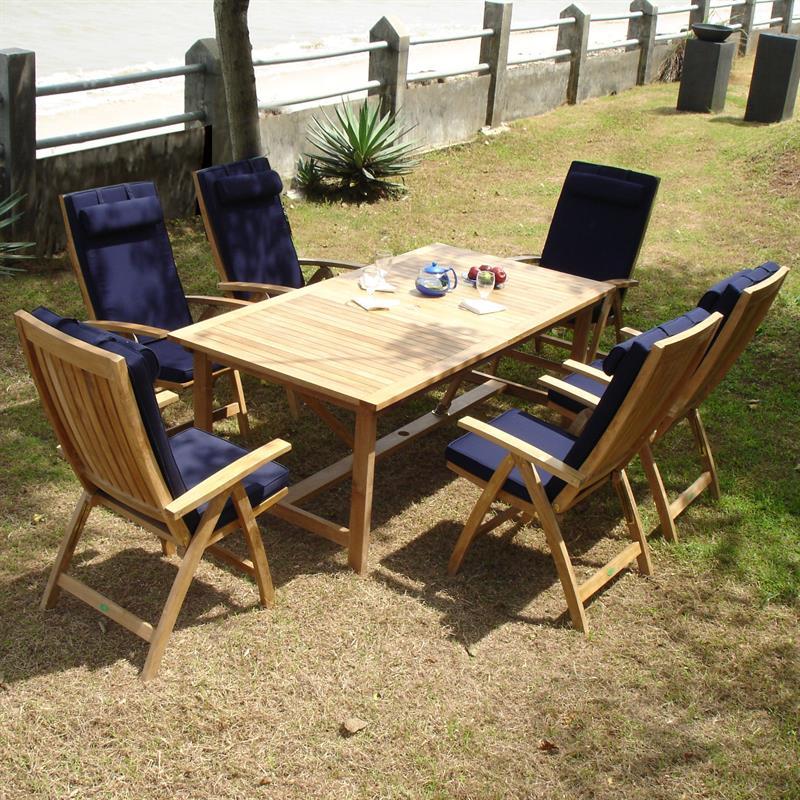 Elegance extending table 220/160 x 100 x 76.5 cm - Certified teak GRADE A + brass fittings