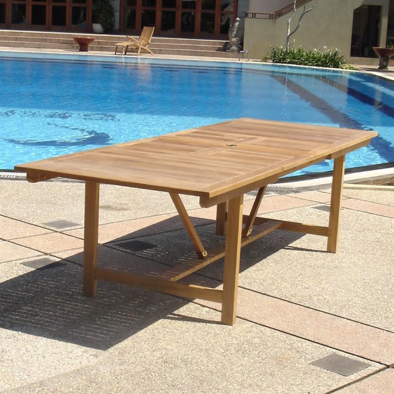 Elegance double extension table 280/235/190x100x76.5cm Certified teak GRADE A + brass fittings