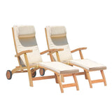 Elegance Deckchair 2er Set bestehend aus 2 Elegance Deckchair mit Rädern und 2 Auflagen in Nagata mit Nackenkissen