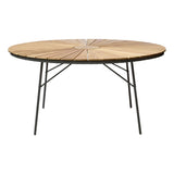 Ellen table 150cm round anthracite aluminum powder-coated with teak table top