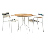 Mood Classic stacking chair white/white+grey/petrol aluminium powder-coated with teak armrests