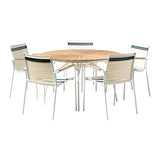 Mood Air stacking chair white/white+grey/petrol aluminium powder-coated with teak armrests