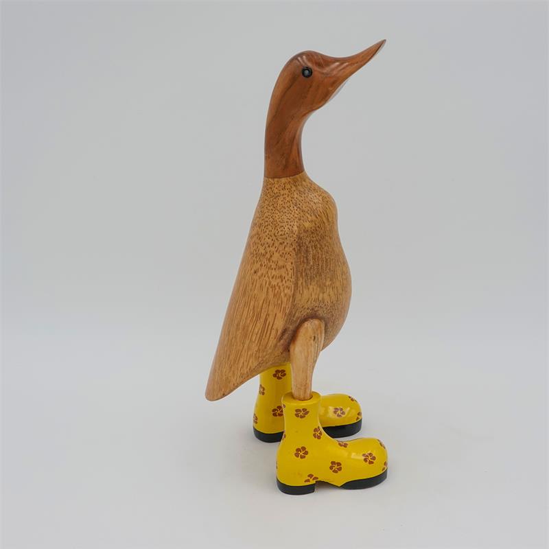 Duck »Daniela« medium brown upright with yellow flower shoes