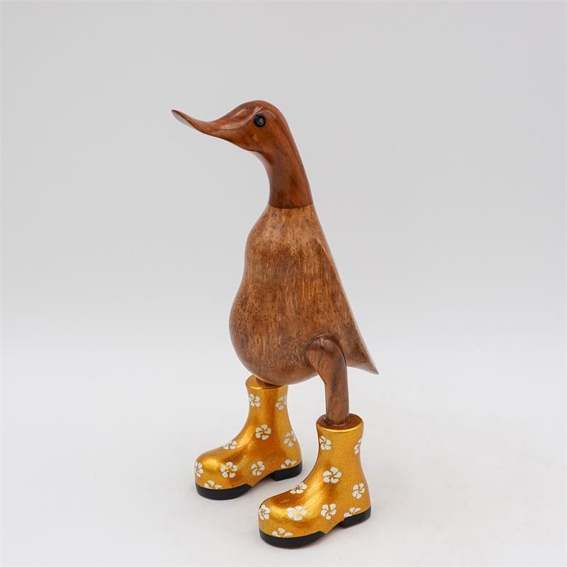 Duck »Bärbel« small brown upright gold-colored with flowers