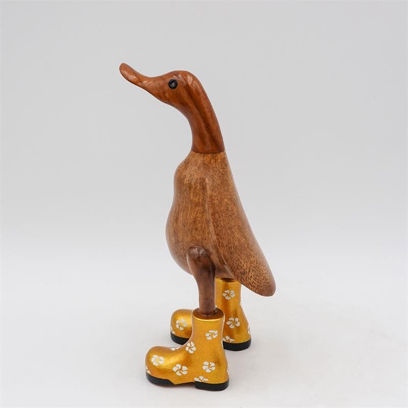 Duck »Bärbel« small brown upright gold-colored with flowers