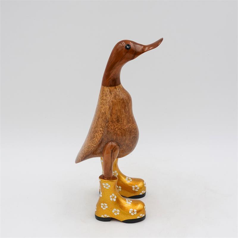 Duck »Bärbel« small brown upright gold-colored with flowers