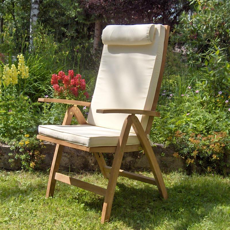 Chaise à dossier haut Elégance - Teck certifié GRADE A + garnitures en laiton