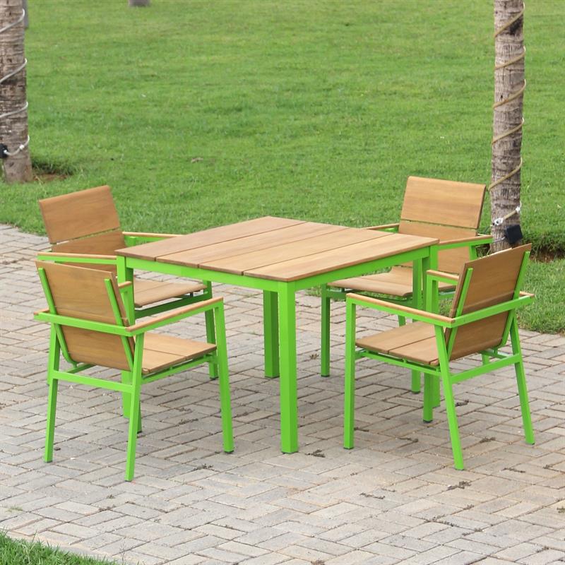 Fides Color dining table 100 x 100 x 75 cm teak with aluminum frame