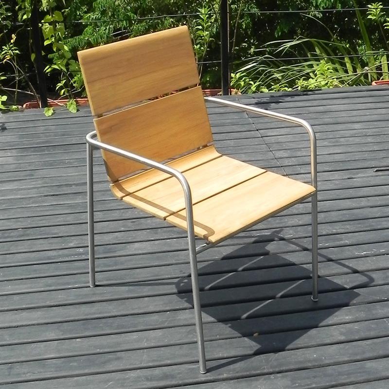 Fides stacking chair teak with stainless steel