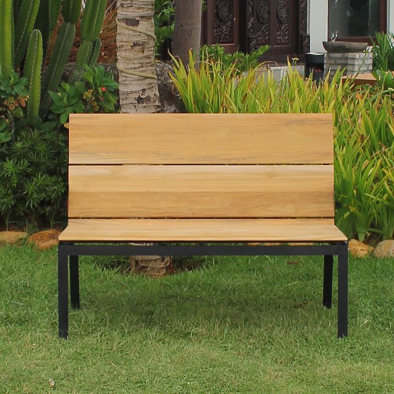 Fides Color Bench without armrest 122 Teak with aluminum frame 122x63x86.5cm