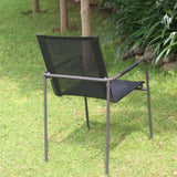 Fides stacking chair powder-coated black stainless steel with Batyline covering