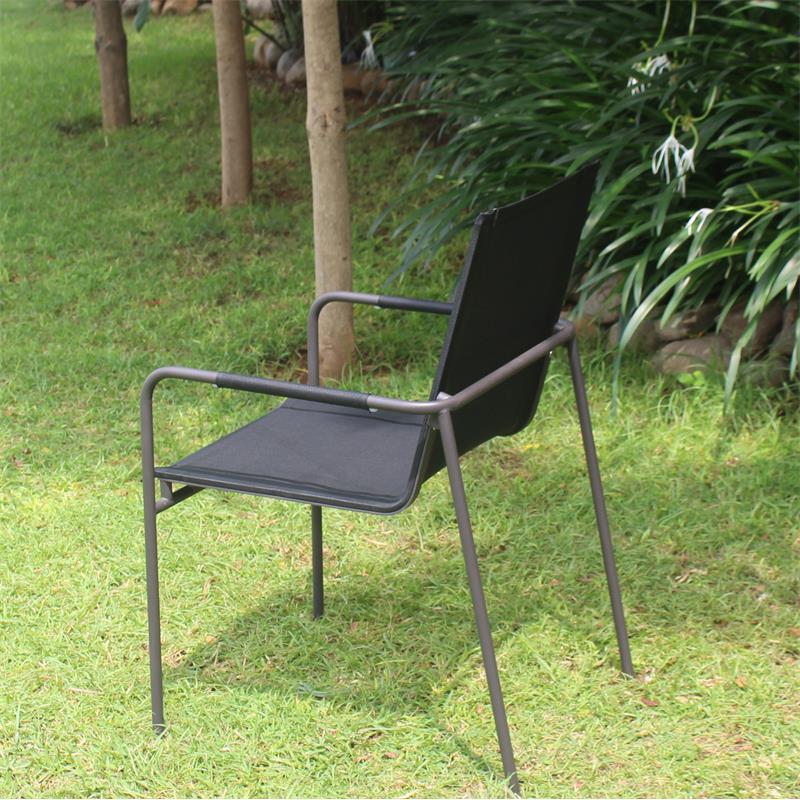 Fides stacking chair powder-coated black stainless steel with Batyline covering