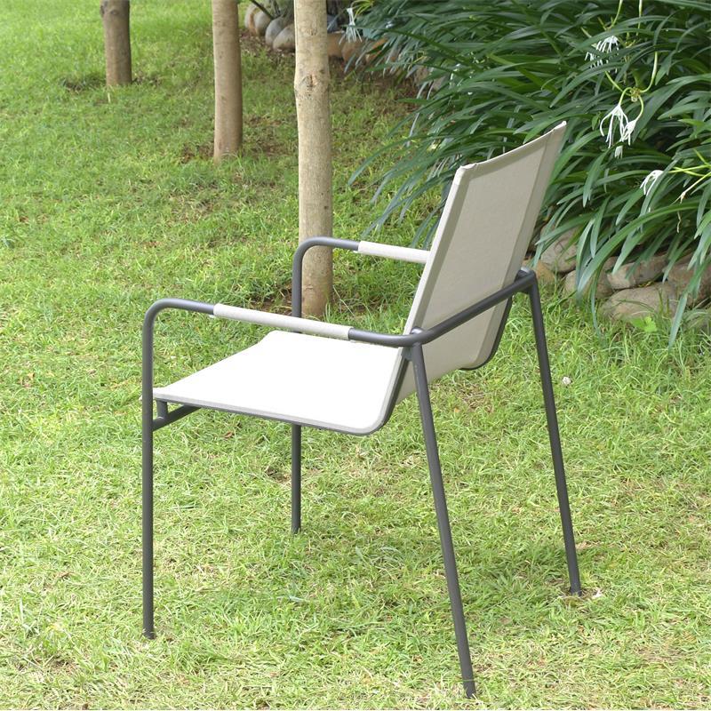 Fides stacking chair powder-coated black stainless steel with Batyline covering