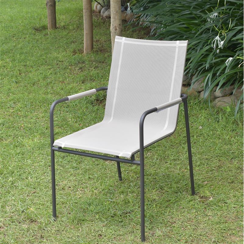 Fides stacking chair powder-coated black stainless steel with Batyline covering