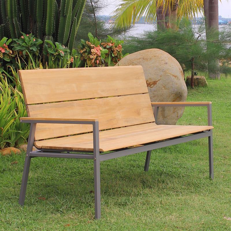 Fides Color Bank 130 Teak mit Aluminiumgestell  130x63x86,5cm