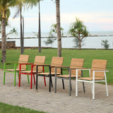 Fides Color stacking chair teak with aluminum