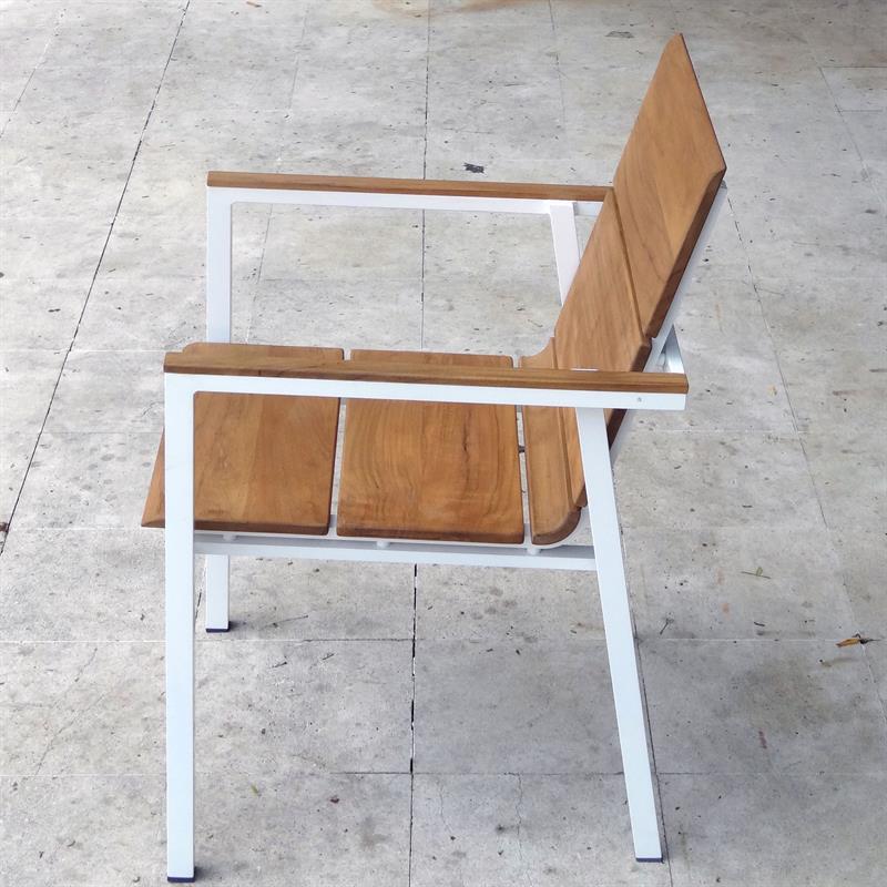 Fides Color stacking chair teak with aluminum