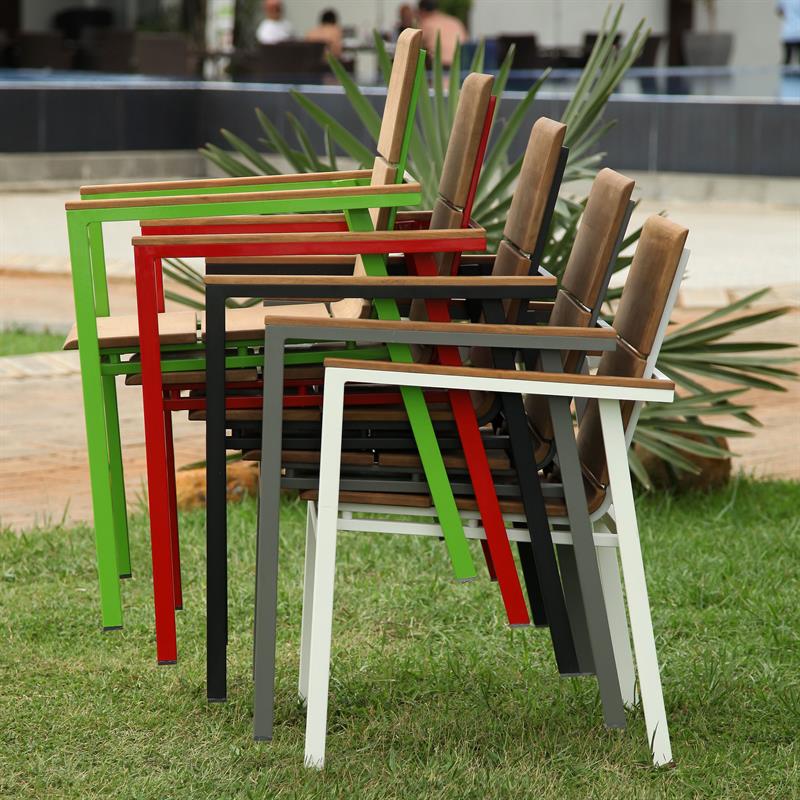 Fides Color stacking chair teak with aluminum