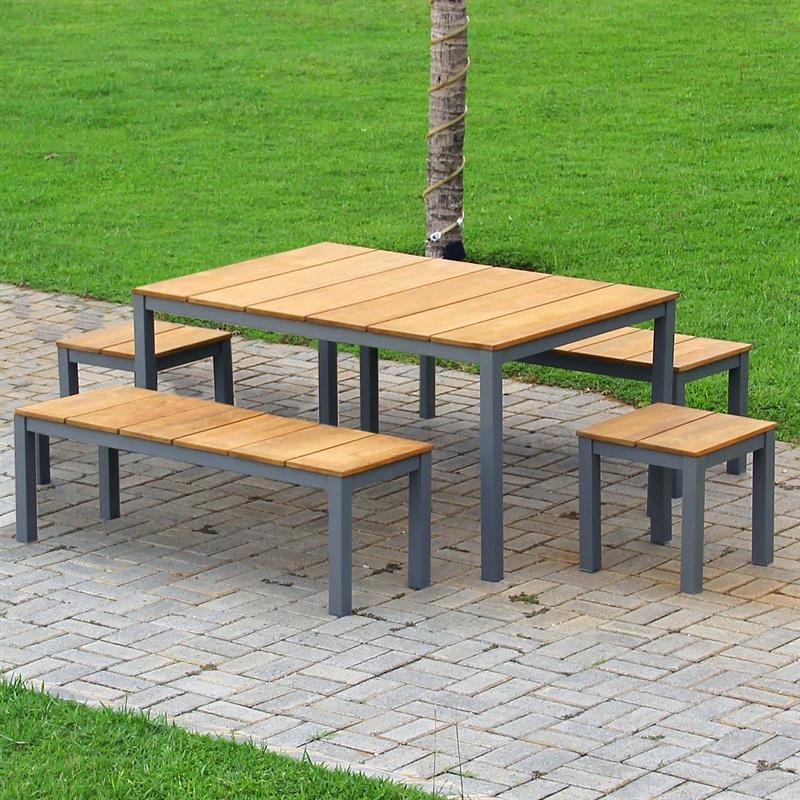 Fides Color Esstisch 150 x 100 x 75 cm Teak mit Aluminiumgestell