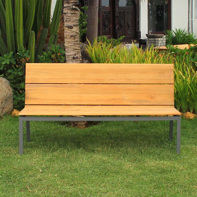 Fides Color Bench without armrest 172 Teak with aluminum frame 172x63x86.5cm