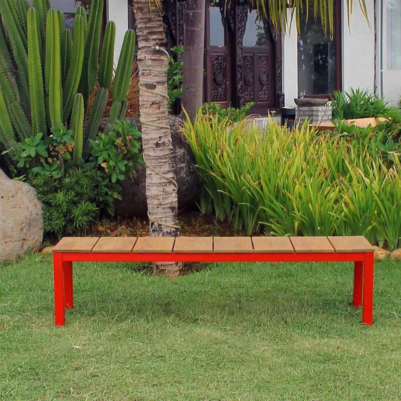 Fides Color bench without backrest 180 x 45 x 45 cm teak with aluminum frame