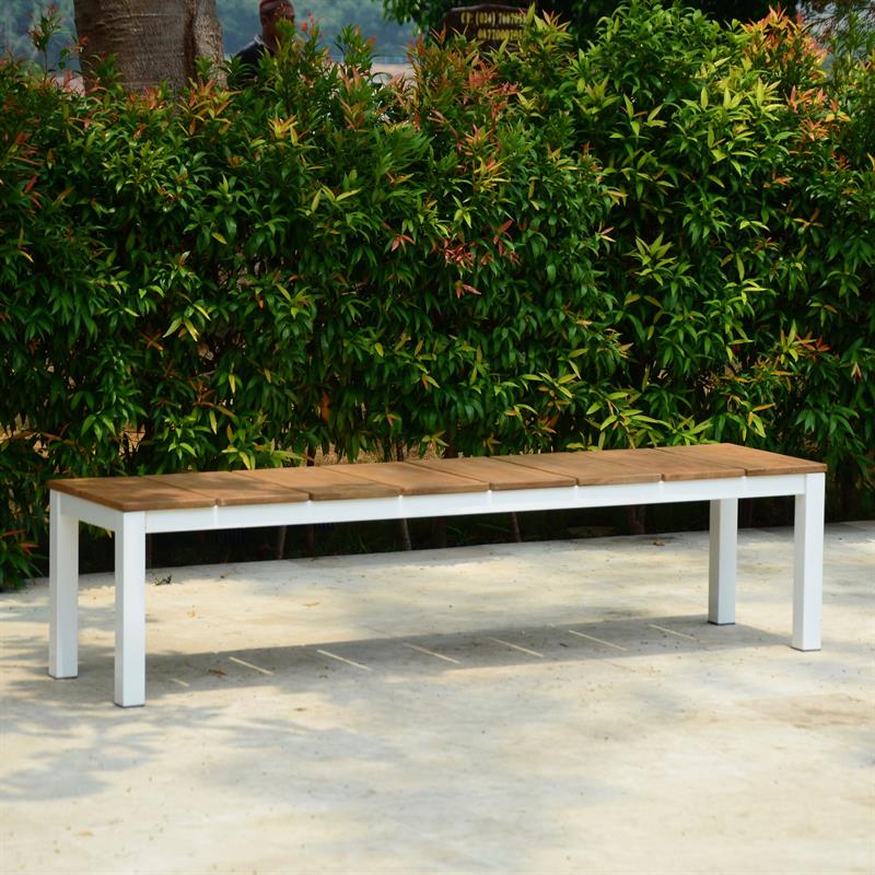 Fides Color bench without backrest 180 x 45 x 45 cm teak with aluminum frame