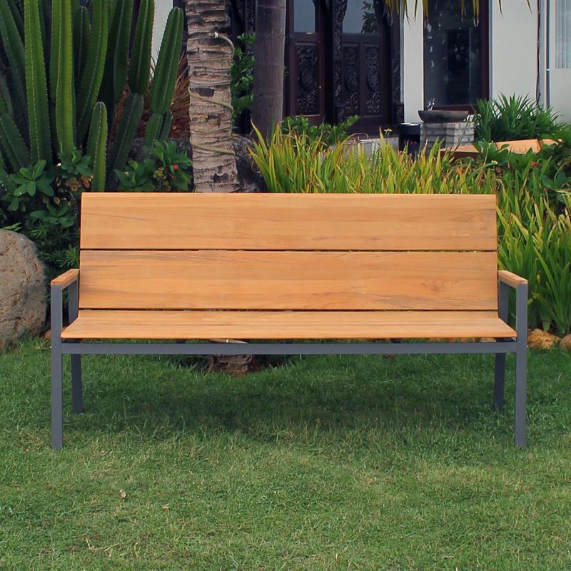 Fides Color Bench 180 teak with aluminum frame 180x63x86.5cm