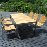 Fides Esstisch 200 x 100 x 75 cm Teak mit Edelstahlgestell