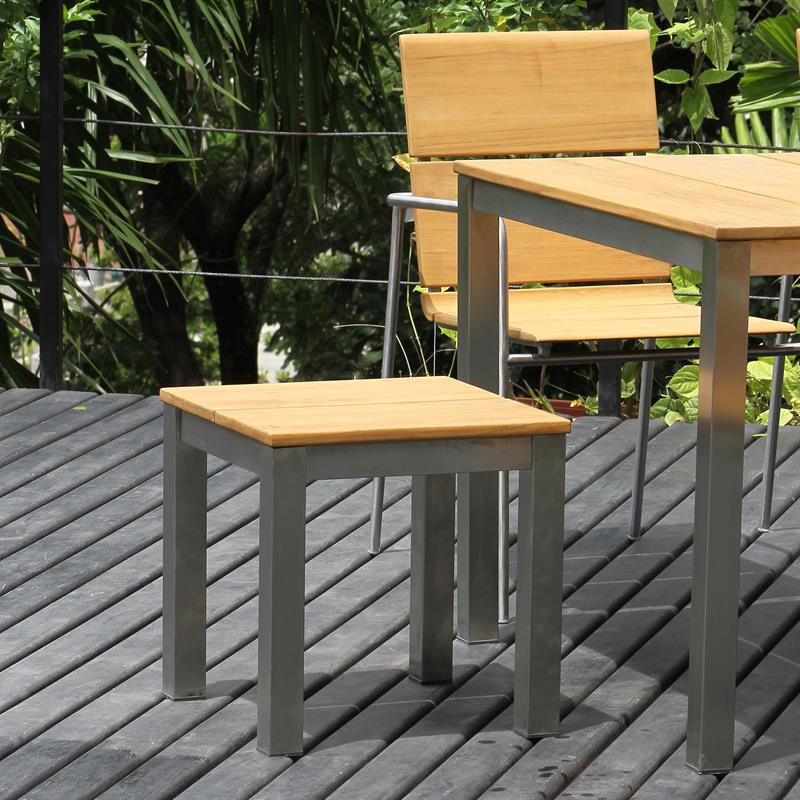 Fides stacking chair teak with stainless steel