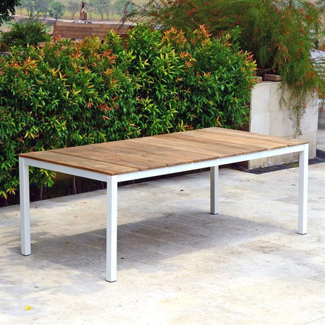 Ensemble de bancs Fides Color 200/2 teck grade A avec structure en aluminium composé de 1 table 200 x 100 avec 2 bancs de jardin 180 x 45