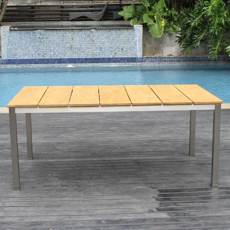 Fides extending table 250/175 x 100 x 76 cm Teak Grade A with stainless steel frame