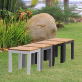 Fides Color Bank Set 200/2/2 Teak Grade A with aluminum frame consisting of 1 table with 2 garden benches and 2 side tables/stools