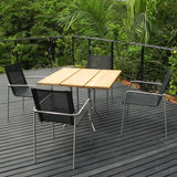 Fides folding table 100 x 100 x 75 cm vintage teak with stainless steel frame