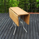 Fides folding table 100 x 100 x 75 cm vintage teak with stainless steel frame