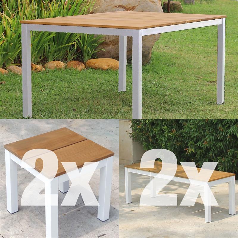 Fides Color Bank Set 150/2/2 consisting of table 150 x 100 with 2 garden benches and 2 side tables/stools