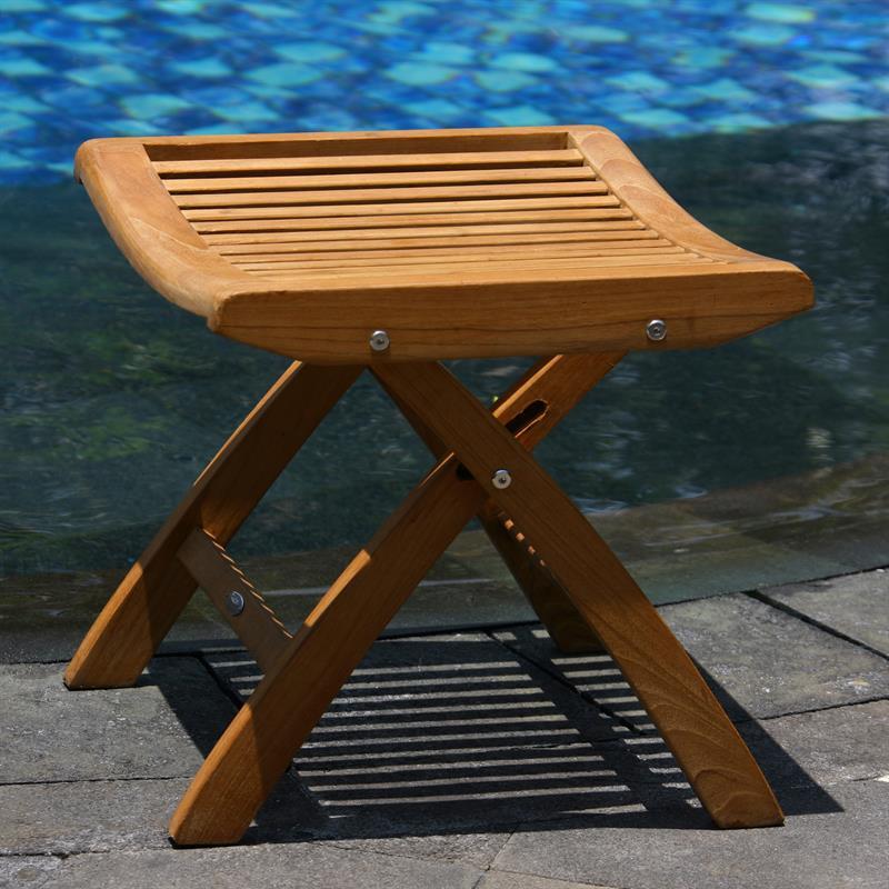 Comforteck Fußschemel - Zertifiziertes Teak GRADE A + Edelstahlbeschläge