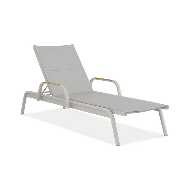 Gazelig lounger with armrest 195 x 76.7 x 32.5 cm aluminum and Batyline