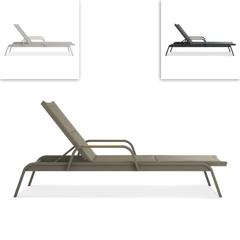 Gazelig lounger with armrest 195 x 76.7 x 32.5 cm aluminum and Batyline