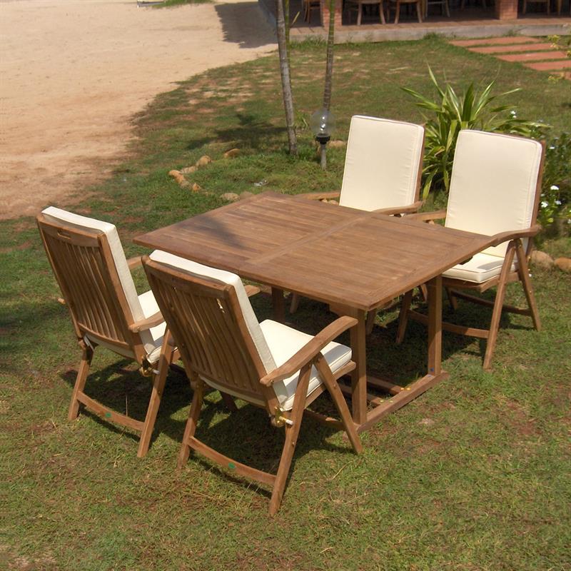 Florida extending table 200/150 x 100 x 75.5 cm - Certified teak GRADE A + brass fittings