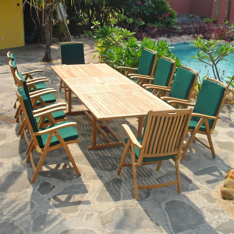 Florida double extension table 300/250/200x110x75.5cm Certified teak GRADE A + brass fittings