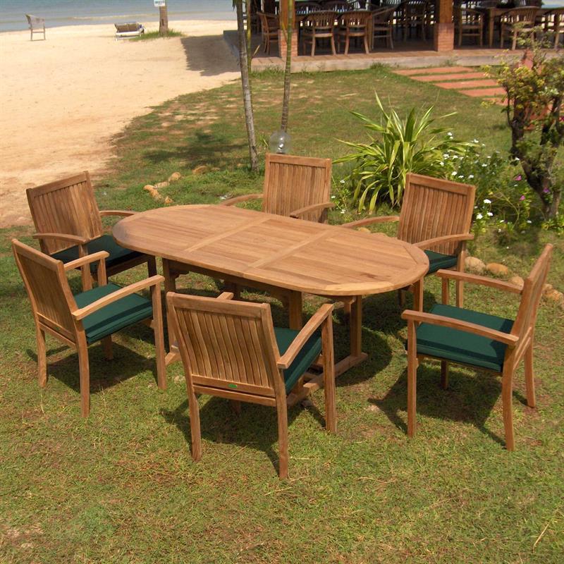 Denver extending table 240/180 x 100 x 74.5 cm - Certified teak GRADE A + brass fittings